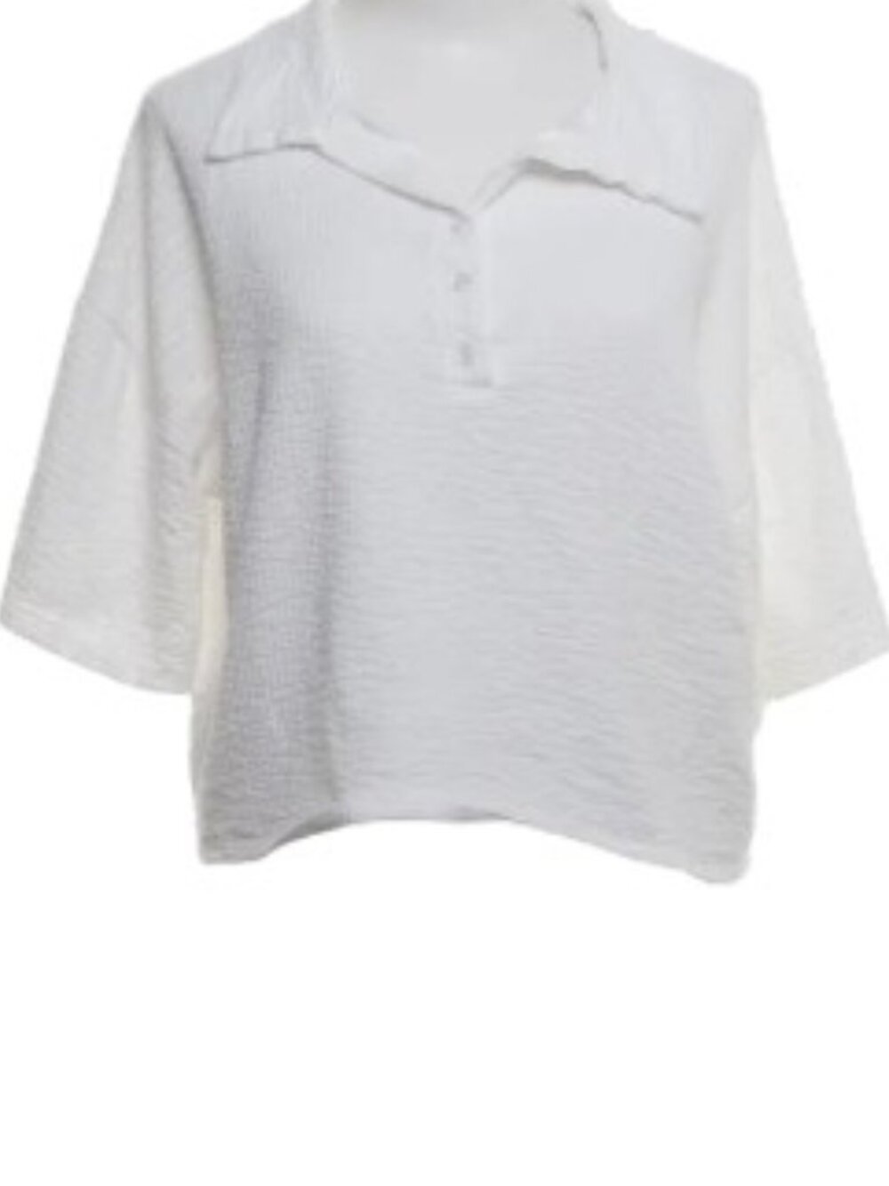 Caution to the Wind Ribbed Polo Crop Top
